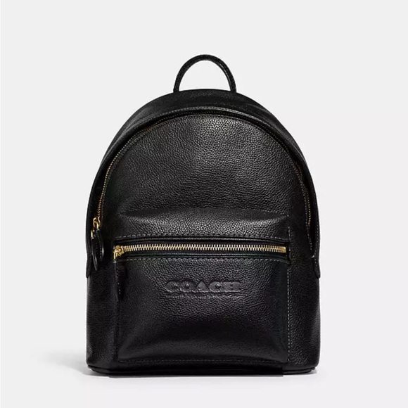 💰SOLD💰Coach Charter Backpack 24 Black Pebbled Leather - Picture 1 of 13